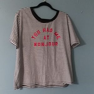 Short sleeve ringer t shirt b/w stripes XXL